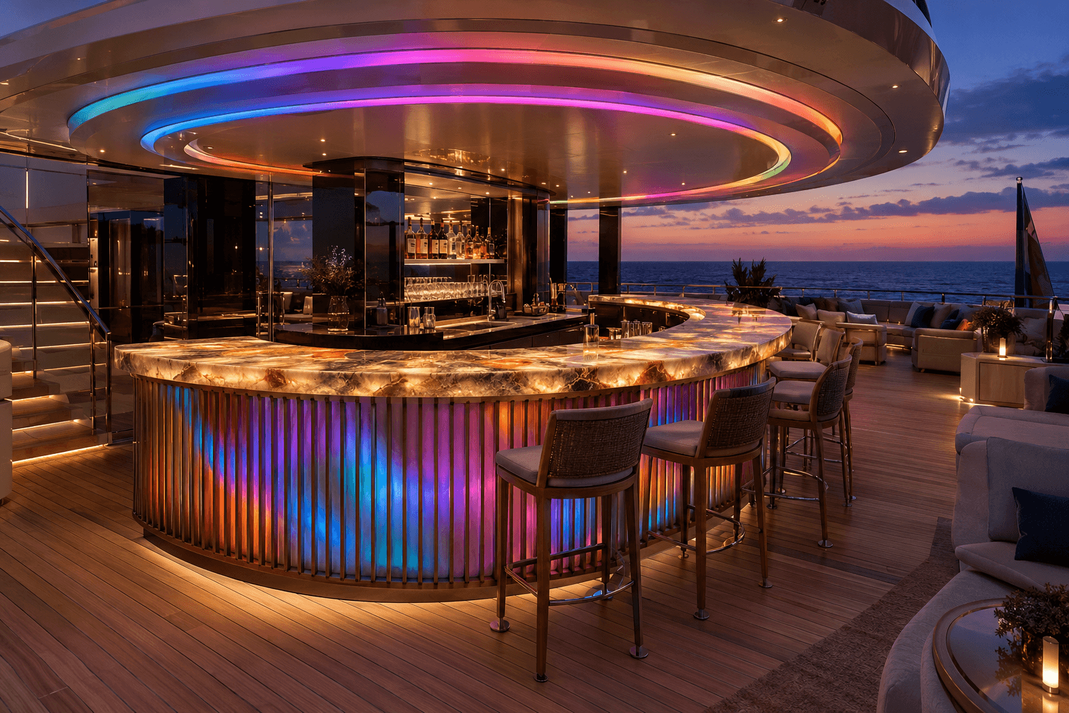 Sports bar containing fully custom built RGB pixel lighting