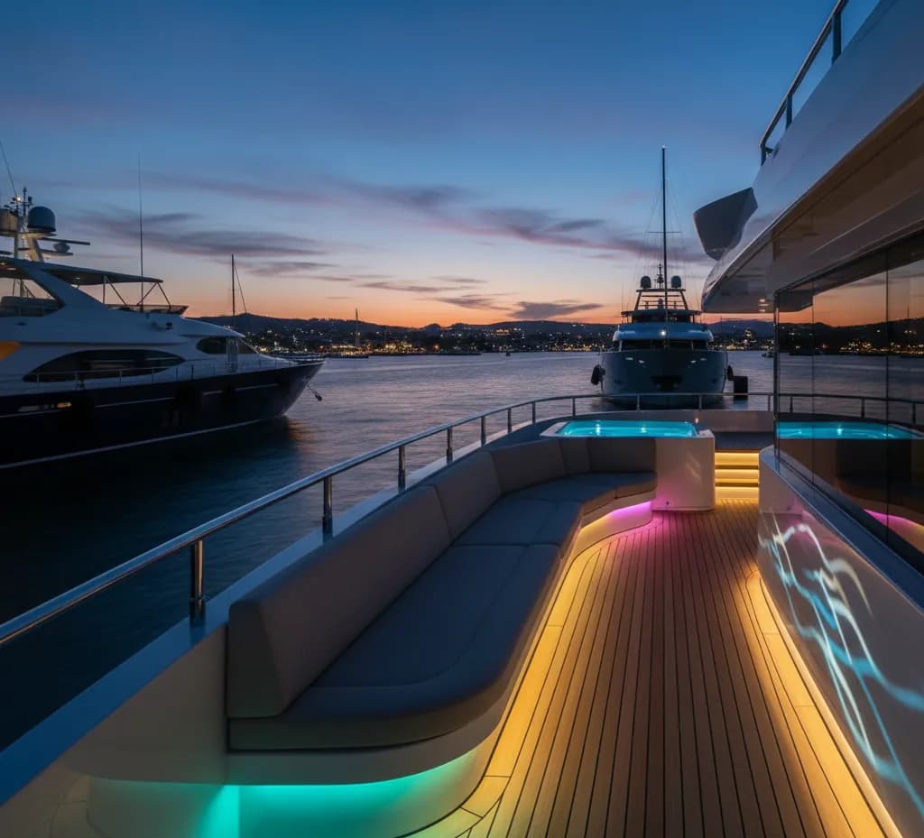 Yacht gangway with integrated LED lighting