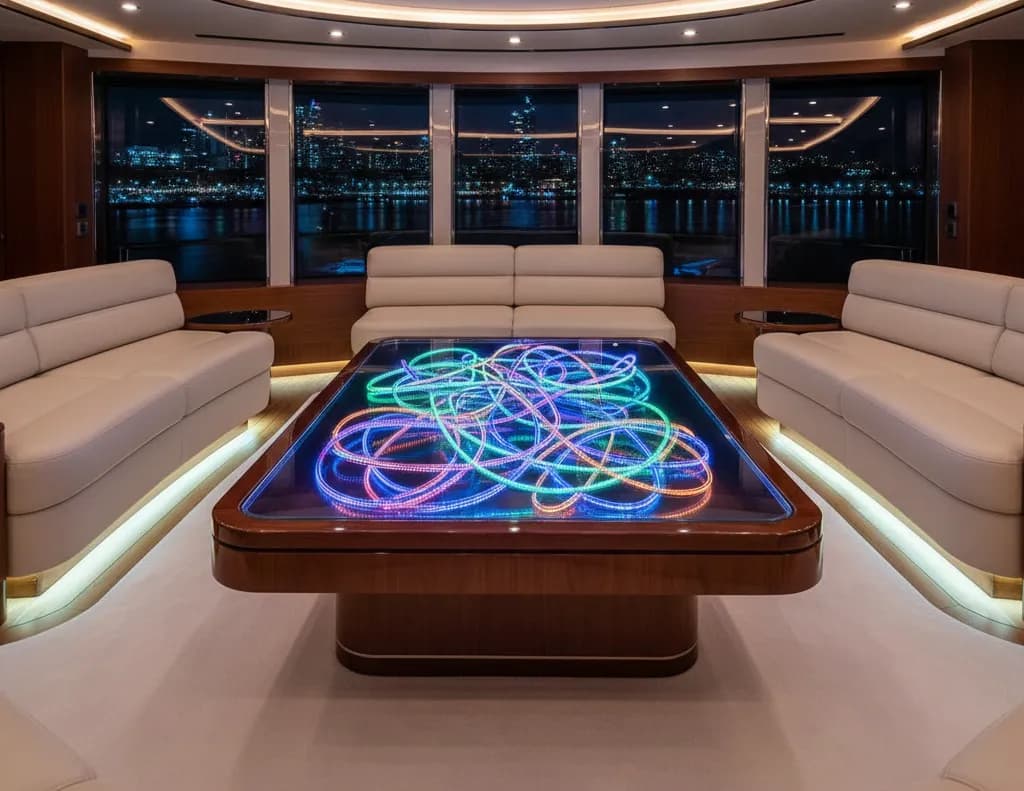 Custom illuminated table with pixel LED integration